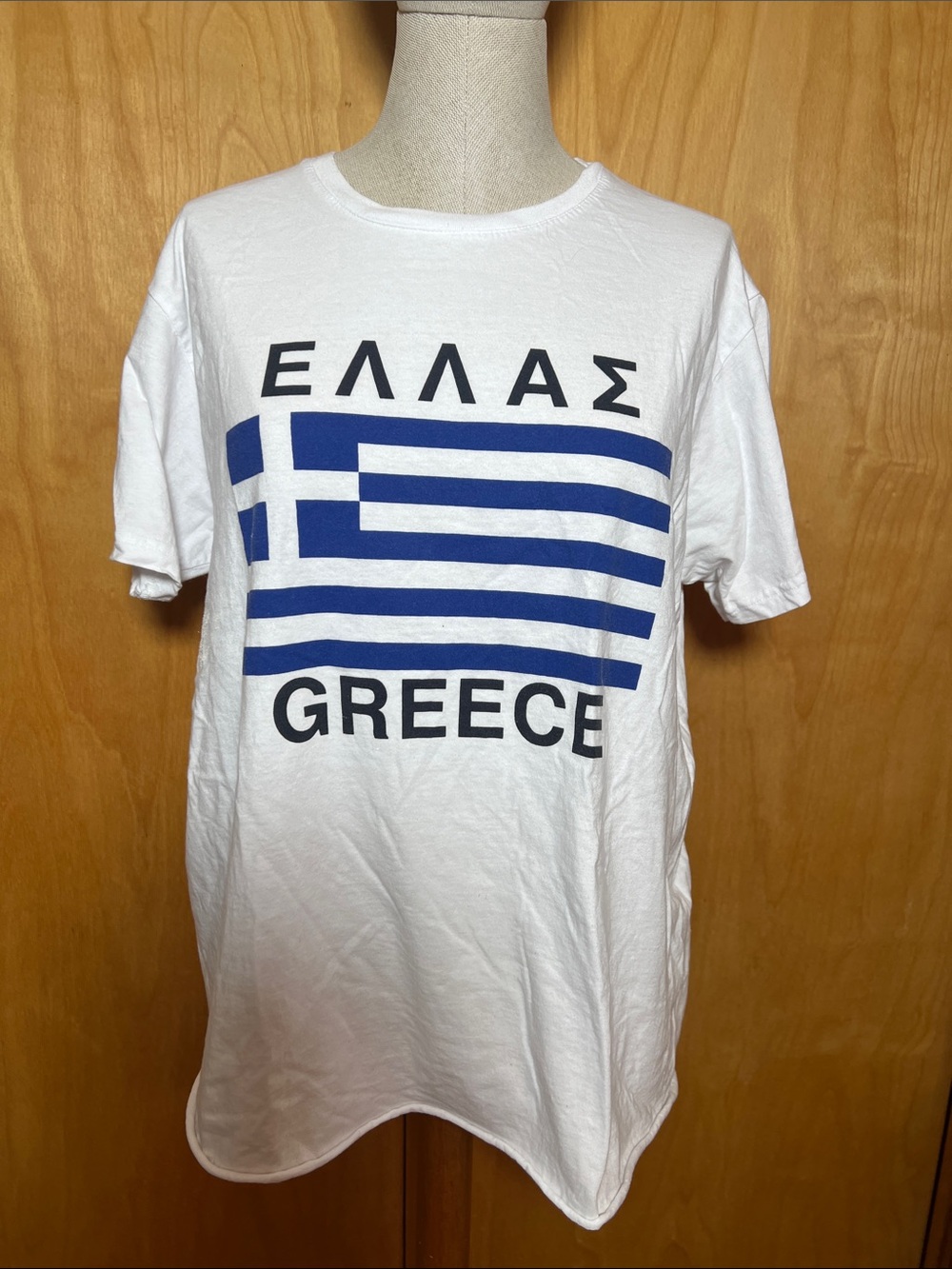 Greece Flag Graphic Tee - White & Blue